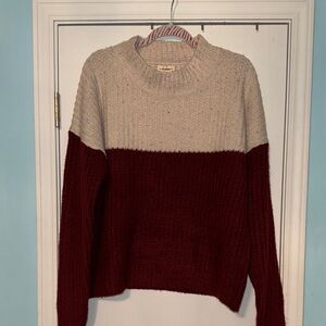 Eesome Two-Tone Knit Sweater - Cream and Burgundyβ DD